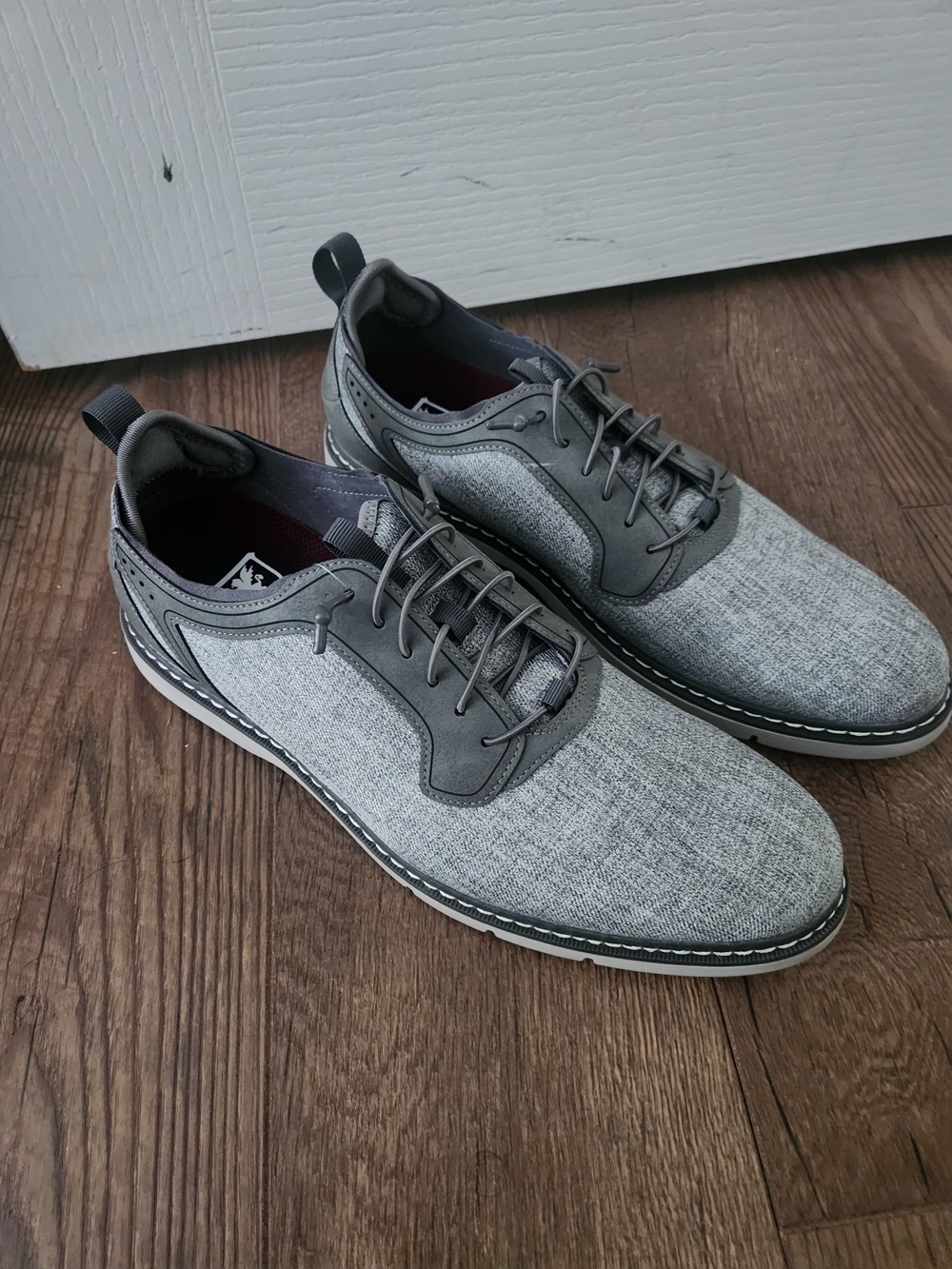Stacy Adams Men's Gray Textured Slip-On Lace Shoes